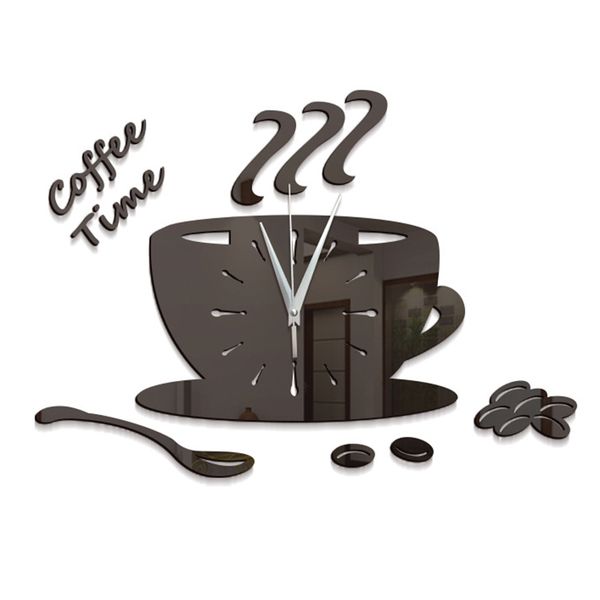 

creative 3d diy coffee cup wall clock modern acrylic mirror big cup wall clocks living room home decor kitchen clock 60023