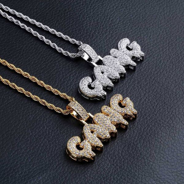 

letters pendant necklaces jewelry luxury fashion bling zircon micro paved 18k gold plated gang exquisite hip hop necklaces wholesale ln140, Silver