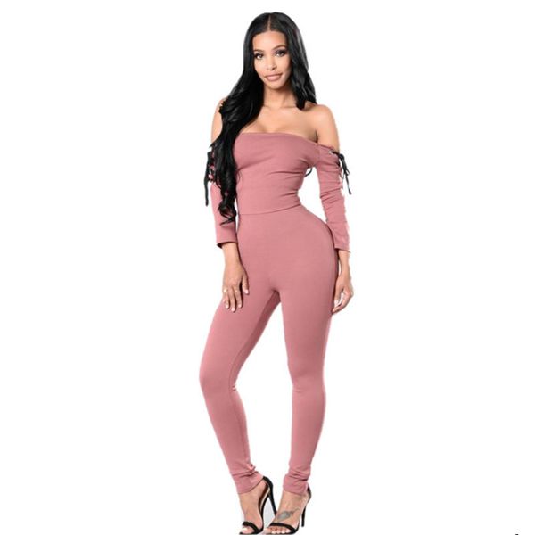 

women designer off-the-shoulder strap jumpsuit9m379m37, Gray