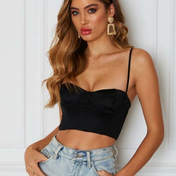 

ladies vest women's slouchy sling solid tank sleeveless backless bodycon crop patchwork shirt undershirt straps, White