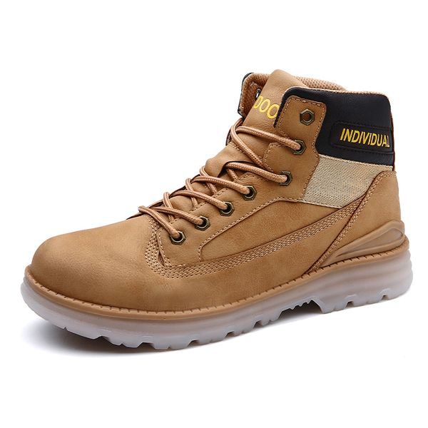 

men ankle boots men outdoor activity sneakers boots lace up high fashion shoes work shoes round toe quality dress, Black