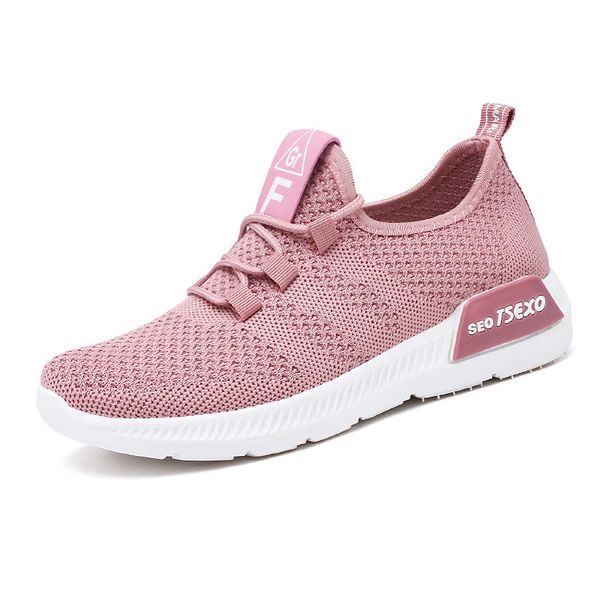 

new knitted flying needle casual solid color wild womens shoes lightweight strap flat sneakers fashion sneakers women, Black
