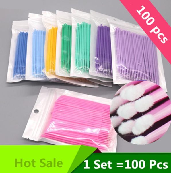 

100pcs/bag disposable microbrush eyelashes extension individual lash removing swab micro brush for eyelash extension tools