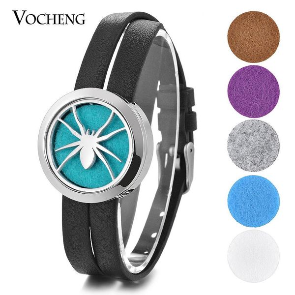

aromatherapy perfume diffuser locket bracelet spider stainless steel double leather without felt pads va-602, Golden;silver