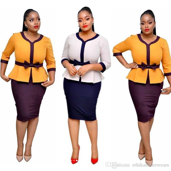 

summer female panelled worked dress women 2pcs dresses with bow female slim ol dress, White