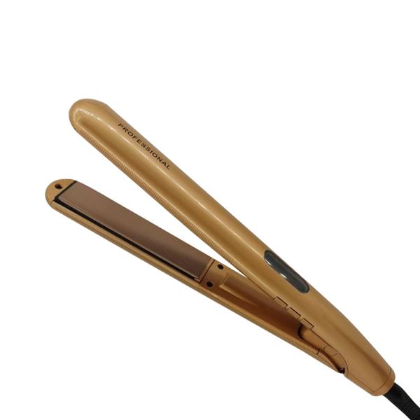 Piastra per capelli con display digitale LCD in oro, strumento professionale per lo styling del salone in ferro piatto in ceramica
