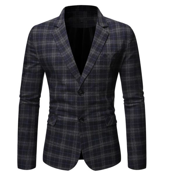 

puimentiua 2019 new fashion mens casual blazers plaid business stylish wedding party outwear coat men blazer slim fit suit, White;black