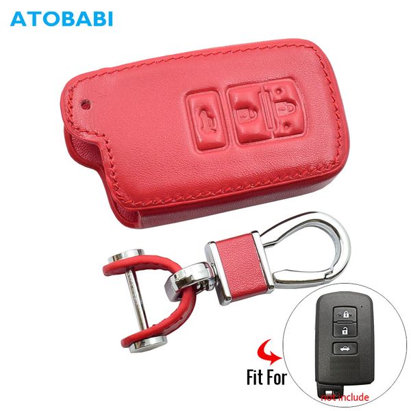 

leather car key case for camry avalon rav4 2013 2014 2015 3 buttons keyless remote smart key protector cover keychain bag