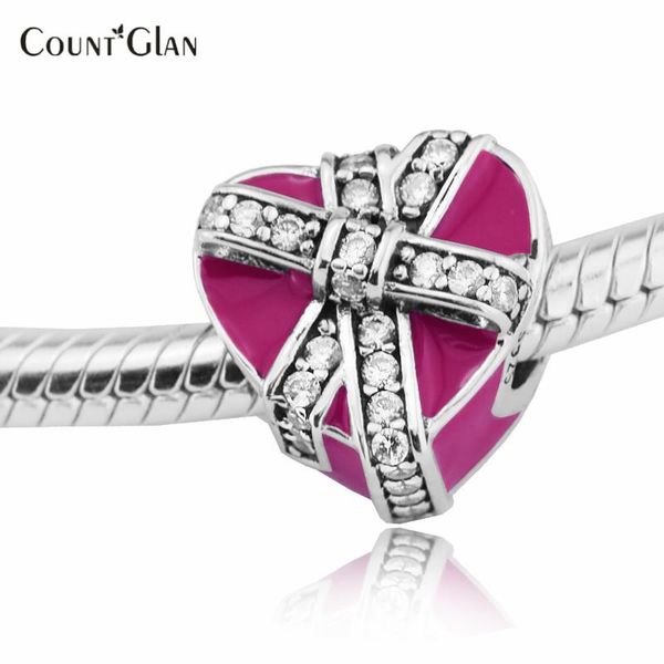 

fits pandora bracelets gifts of love silver beads with clear cz 2017 100% 925 sterling silver charms diy jewelry 499, Bronze;silver