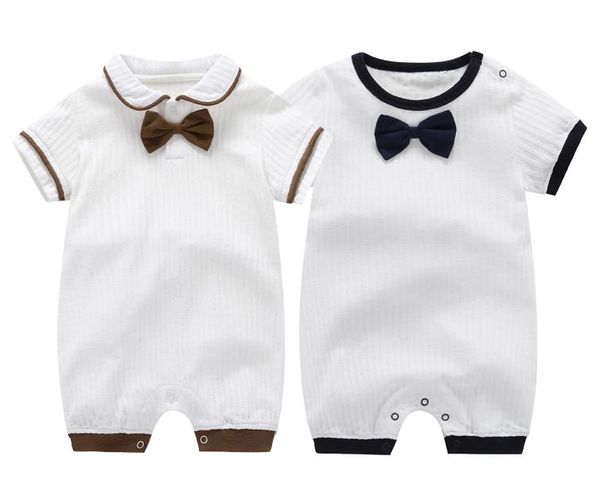 

2019 baby джентльмен галстук-бабочка romper лето с коротким рукавом baby boy girl romper детский комбинезон дети хлопок baby одежда для кост, Blue