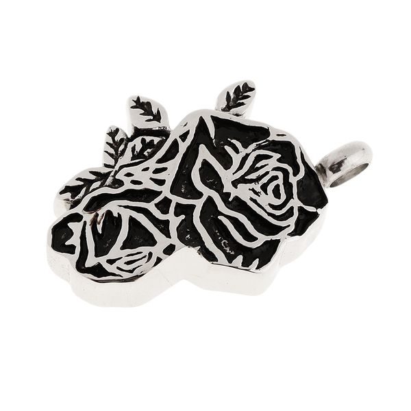 

pendant flower rose black cremation urn box pendant charm jewelry making, Silver