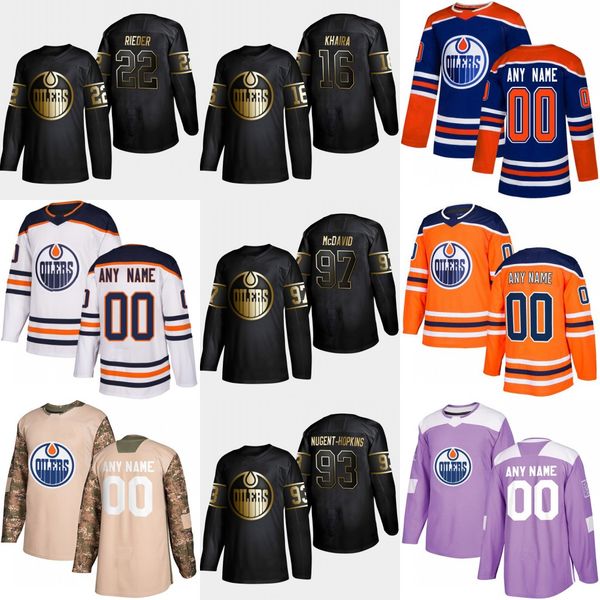 

2019 Golden Edition Edmonton Oilers 97 McDavid 24 Brad Malone 93 Ryan Nugent-Hopkins 22 Tobias Rieder 16 Jujhar Khaira Hockey Jersey