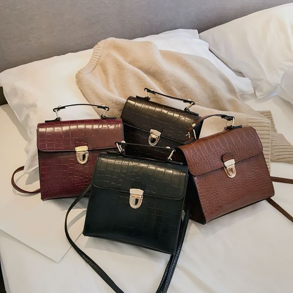

30#women vintage crocodile pattern bag wild crossbody bags for womenshoulder bag messenger bolso mujer