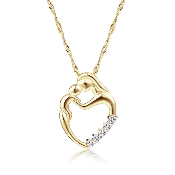 

fashion classic necklace jewelry heart-shaped golden temperament noble pendant copper necklace jewelry perfect flawless gift, Silver