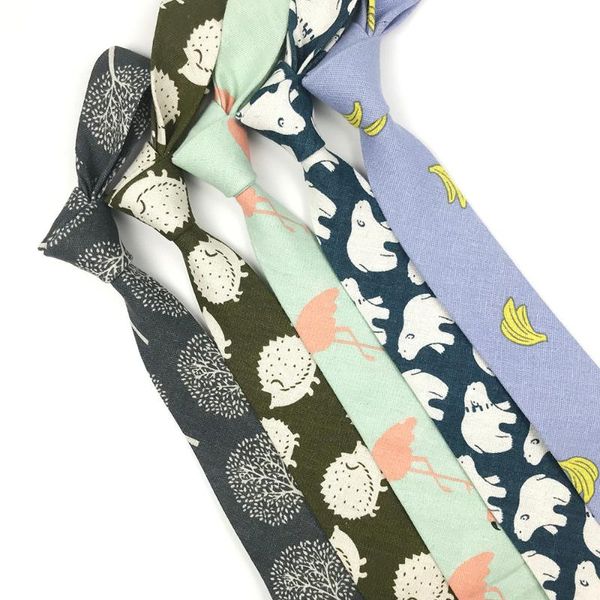

neck ties fashion animal floral printed cotton linen slim for men 6.0cm, Blue;purple