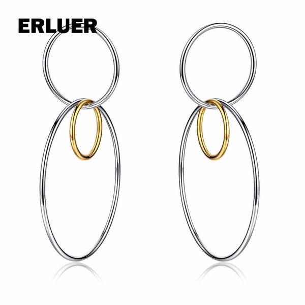 

erluer hoop earrings brincos ouro gold color basketball wife big circle earring for women girl pendientes mujer fashion jewelry, Golden;silver