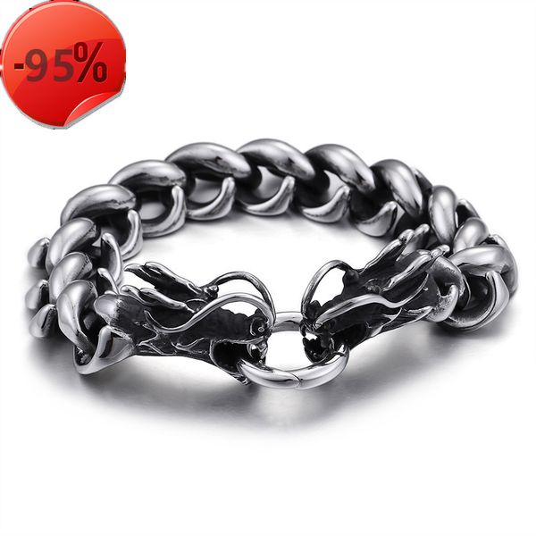 

jewelry faucet bracelet dragon stainless steel men's domineering bracelet bracelet mens stainless steel bracelets handcuff bracelets, Black