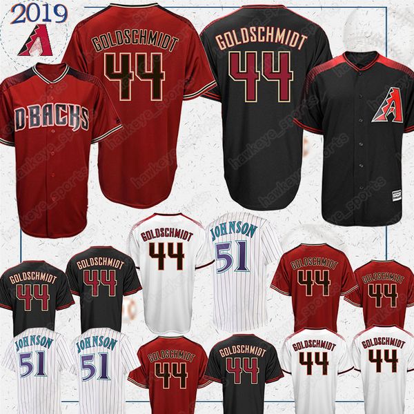 

Arizona jerseys Diamondbacks 44 Pau Goldschmidt jersey 51 baseball jerseys 2019 high quality men black red shirts