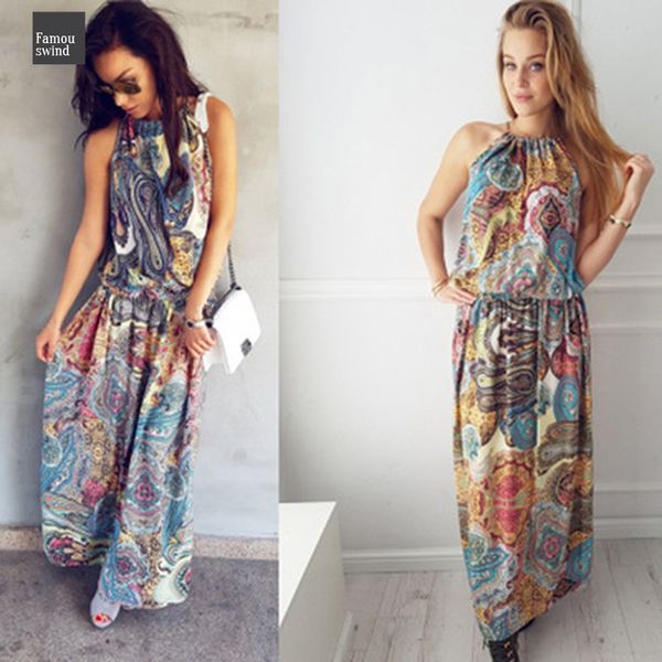 

women maxi dress spaghetti strap summer bohemian ocean wind 717807 print beach dress drop shipping, Black;gray