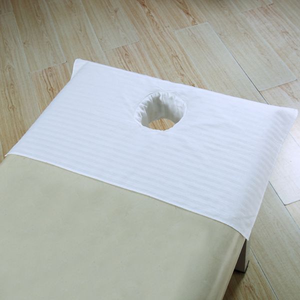 

40*60cm stripe beauty salon bed sheet 100% cotton spa massage mattress solid color cover flat sheets with holes fitted linens