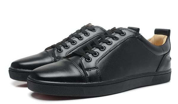 

designs shoes spike junior calf suedue low cut red bottom sneaker luxury party wedding shoes genuine leather spikes lace-up casual shoes, Black