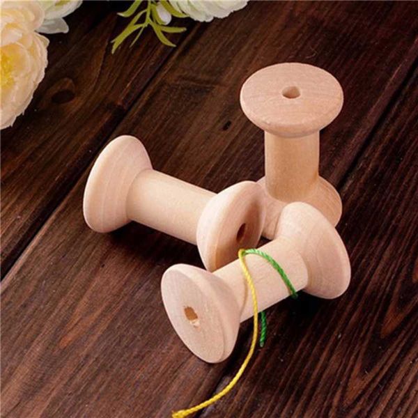 

wood color 10pcs handmade diy wooden thread spool sewing ribbon twine crafts thread sewing accessories, Black