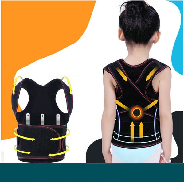 

niÃ±os barra magnÃ©tica ajustable hombro postura corrector espalda cintura hombro soporte espalda corsÃ© cinturÃ³n de apoyo, Black;blue