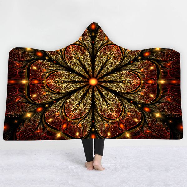 

whq fantasy geometric hooded blanket winter warm throw printed soft short fluff wearable warm blanket joyous cobija cobertor