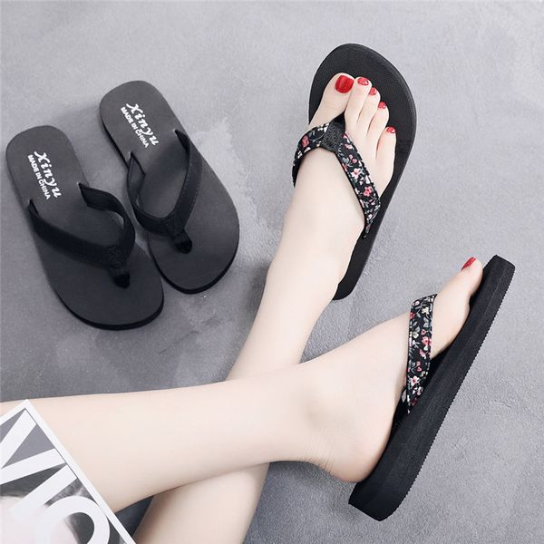 

women solid flower flat flip flops sandals loafers bohemia shoes summer sandals casual beach slippers zapatos de mujer #a, Black