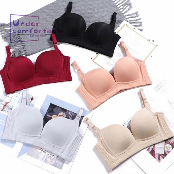 

new wireless push up women bra widen side gathering adjust breast shaping female underwear girls lingerie intimates, Red;black