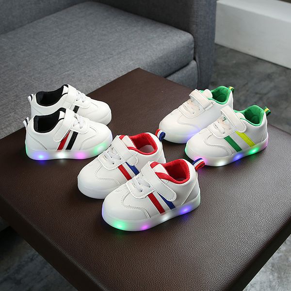 

2020 four seasons shoes children's shoes children's colorful light-emitting led flash anti-skid kids sneakers trend, Black;red