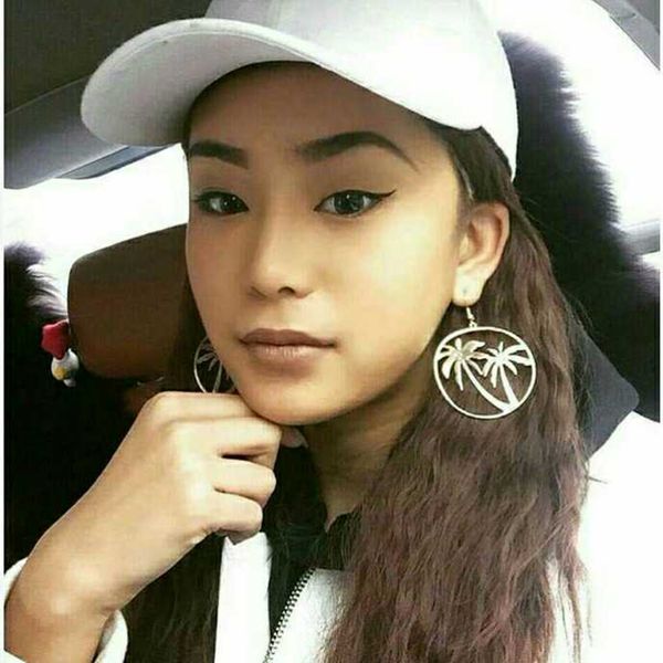 

e0205 мода золотой цвет кокосовой пальмы полые серьги обруча изысканный большой круглый серьги женщины ювелирные изделия панк ушные аксессуа, Golden;silver