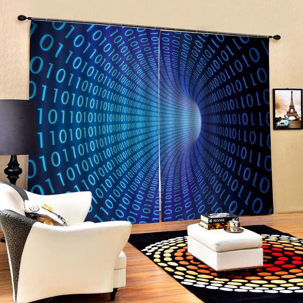 

пользовательские 3d занавес эстетическая digital time tunnel украшения крытый гостиная спальня кухня окно blackout curtain