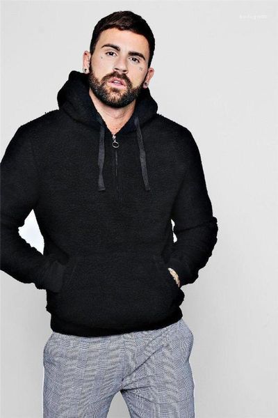 

designer hoodie fashion drawstring zipper long sleeve velveted fuzzy warm hoodies mens luxury hoodie autumn winter mens, Black