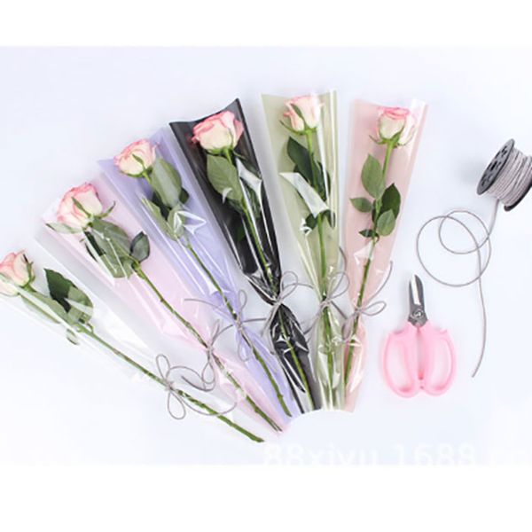 bouquet wrapping paper rose flower florist single flower bag handmade translucent wrapping paper korean new style gift wrapping unique christmas gift flower bouquet wrapping paper