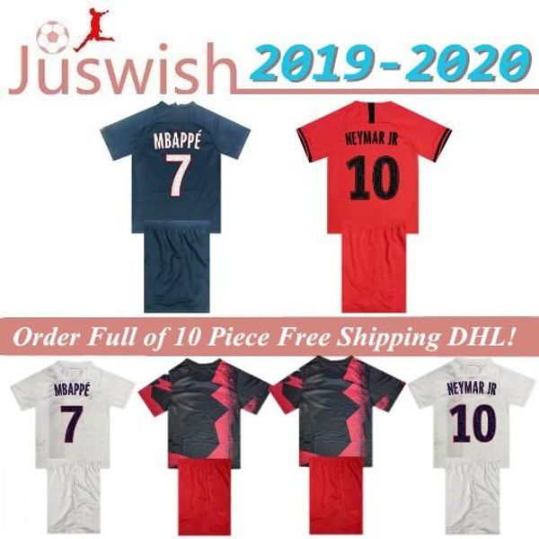 

19 20 psg kids kit soccer jerseys 19 20 mbappe verratti cavani di maria maillot de foot child paris kids football shirt sets, Black