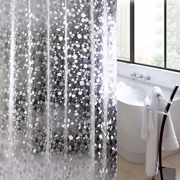 

180x180cm waterproof mildewproof semi transparent peva shower curtains with stylish crystal stone pattern shower curtain liners