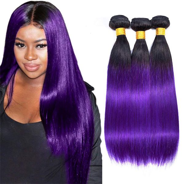 Ombre Straight Human Hair Bundles 3 Ombre Brazilian Virgin Hair