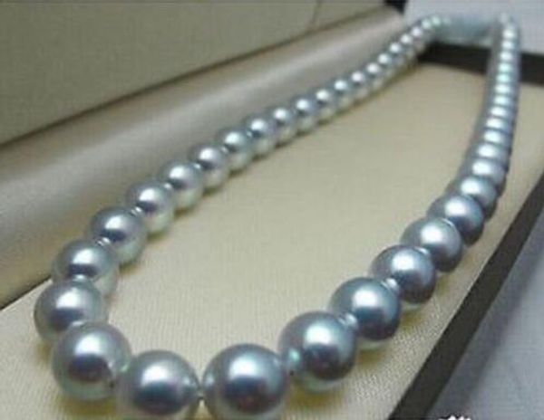 

elegant 10-11 mm south sea grey pearl necklace, Silver