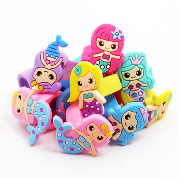 

12pcs/lot mermaid rings birthday party offers gifts multi-colored animal bracelet birthday party offers gifts for guest