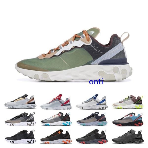 

react element 87 55 running shoes for men women sail se taped seams royal tint anthracite total orange green mist sneakers, Black