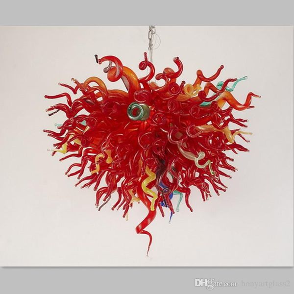 

red hanging chandelier hand made blown glass crystal chandelier, led creative art twist murano glass