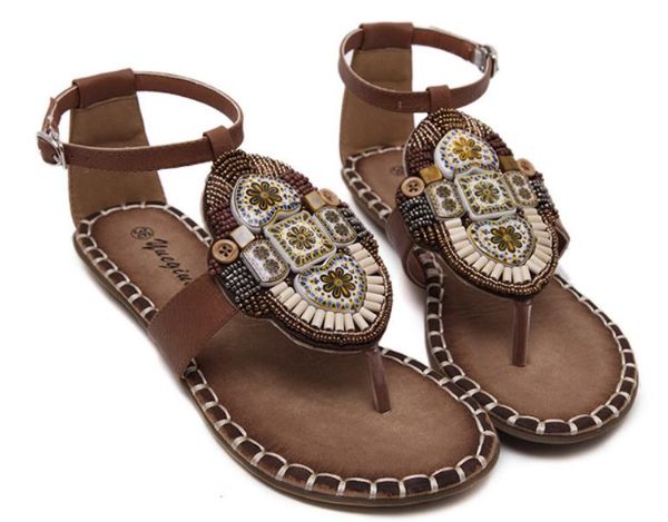 

2019 women's sandals in summer with new style flat bottom water drill@96, Black