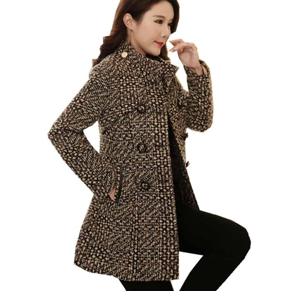 

wmswjh women's plaid coat 2019 winter wool jacket long coats for ladies woollen autumn jackets korean thickening clothes wjm50, Black