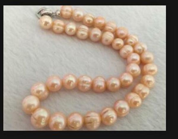 

fine pearls jewelry huge 20"12-13mm south sea genuine baroque gold pink pearl necklace, Silver