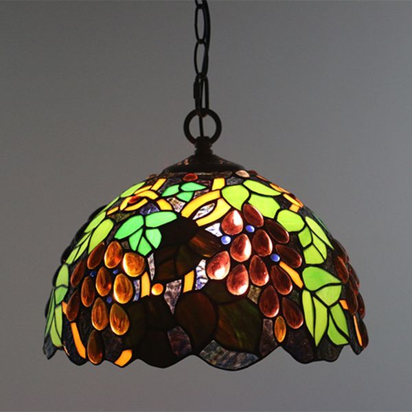 

european-style luxury vintage pendant lights stained glass grapes chandelier l restaurant bar cafe hang lampen