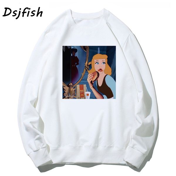 

история золушки толстовки женщины harajuku ulzzang hoodie tumblr горячие топы kawaii смешные кофты уличная одежда sudadera mujer мужской, Black
