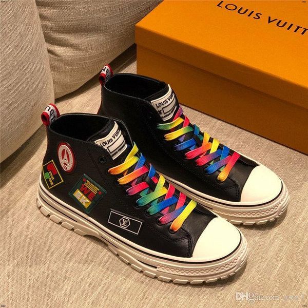 

18ff men's casual shoes winter fashion zapatillas hombre men's solid color high-men's boots fashion wild non-slip casual, Black