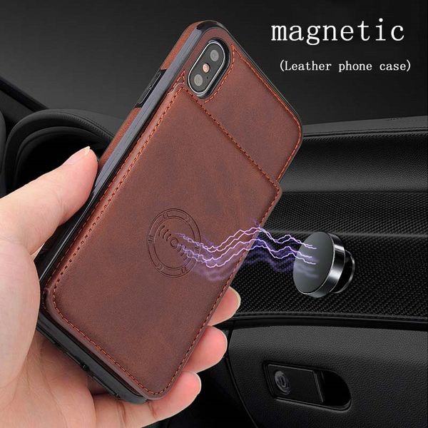 

for iphone 11 luxury leather case retro style shell with card slot magnetic phone holder multifunction cover for iphone 11 pro max