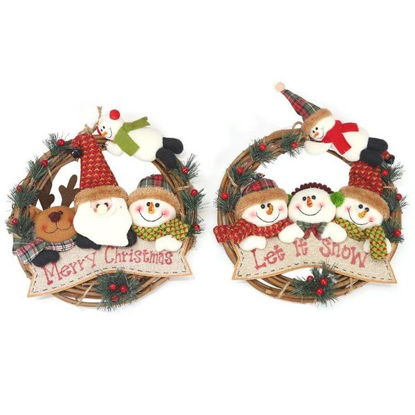 

christmas natural rattan wreath diy garland home pendent xmas decoration